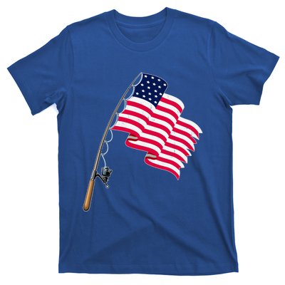 Vintage Fishing Usa Flag America 4Th July Dad Grandpa Gift T-Shirt