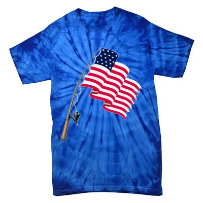 Vintage Fishing Usa Flag America 4Th July Dad Grandpa Gift Tie-Dye T-Shirt