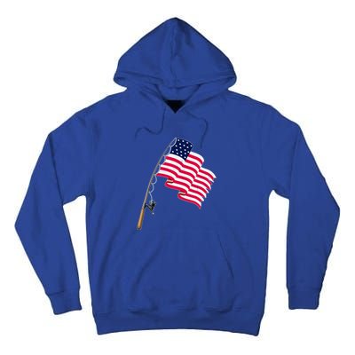 Vintage Fishing Usa Flag America 4Th July Dad Grandpa Gift Tall Hoodie