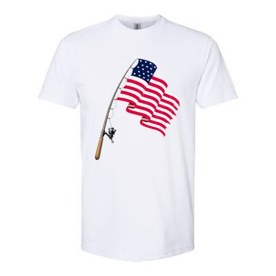 Vintage Fishing Usa Flag America 4Th July Dad Grandpa Gift Softstyle® CVC T-Shirt