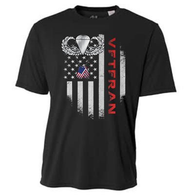 Vintage Flag US Paratrooper Airborne Division Army Veteran Cooling Performance Crew T-Shirt