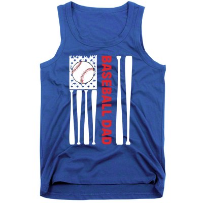 Vintage Flag Usa 4th Of July FatherS Day Baseball Dad Funny Gift Tank Top