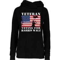 Veteran Freedom Voting For Harris Walz Waltz Usa Flag Womens Funnel Neck Pullover Hood