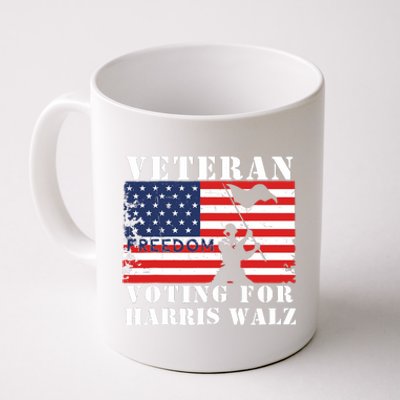 Veteran Freedom Voting For Harris Walz Waltz Usa Flag Coffee Mug