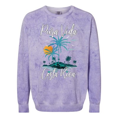 Vintage Family Vacation Costa Rica Pura Vida Beach Colorblast Crewneck Sweatshirt