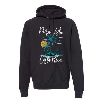 Vintage Family Vacation Costa Rica Pura Vida Beach Premium Hoodie