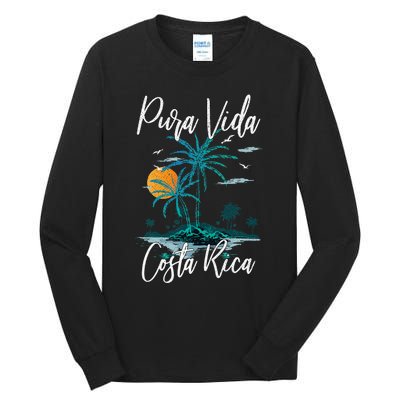 Vintage Family Vacation Costa Rica Pura Vida Beach Tall Long Sleeve T-Shirt