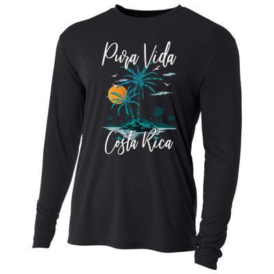 Vintage Family Vacation Costa Rica Pura Vida Beach Cooling Performance Long Sleeve Crew