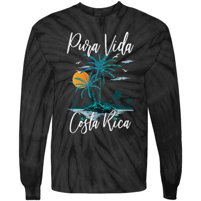 Vintage Family Vacation Costa Rica Pura Vida Beach Tie-Dye Long Sleeve Shirt