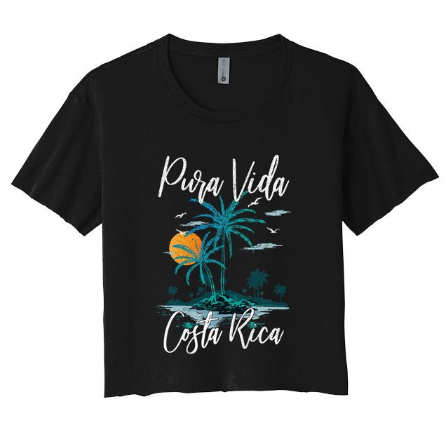 Vintage Family Vacation Costa Rica Pura Vida Beach Crop Top