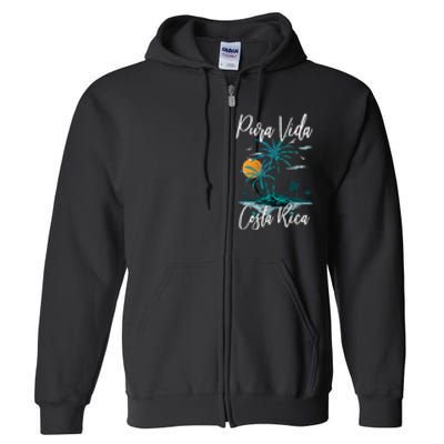 Vintage Family Vacation Costa Rica Pura Vida Beach Full Zip Hoodie