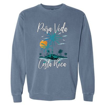 Vintage Family Vacation Costa Rica Pura Vida Beach Garment-Dyed Sweatshirt