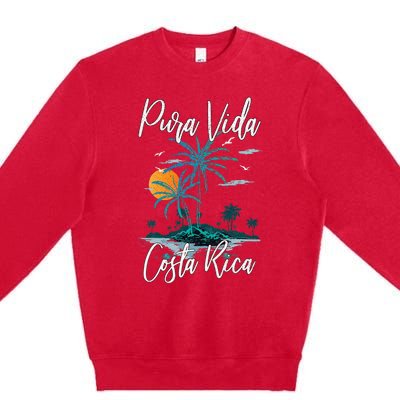 Vintage Family Vacation Costa Rica Pura Vida Beach Premium Crewneck Sweatshirt