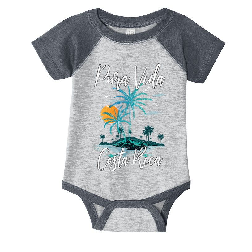 Vintage Family Vacation Costa Rica Pura Vida Beach Infant Baby Jersey Bodysuit