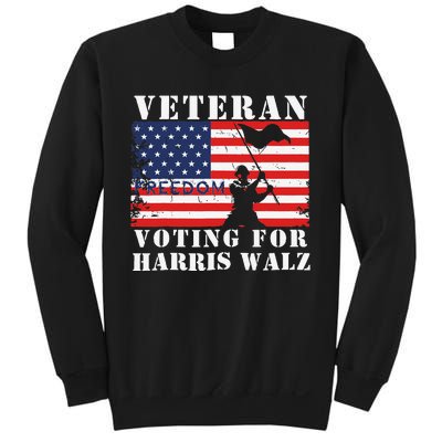 Veteran Freedom Voting For Harris Walz Waltz Usa Flag Sweatshirt