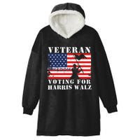 Veteran Freedom Voting For Harris Walz Waltz Usa Flag Hooded Wearable Blanket