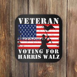 Veteran Freedom Voting For Harris Walz Waltz Usa Flag Coaster