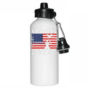 Veteran Freedom Voting For Harris Walz Waltz Usa Flag Aluminum Water Bottle