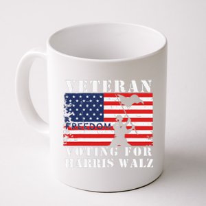 Veteran Freedom Voting For Harris Walz Waltz Usa Flag Coffee Mug