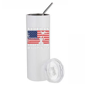 Veteran Freedom Voting For Harris Walz Waltz Usa Flag Stainless Steel Tumbler