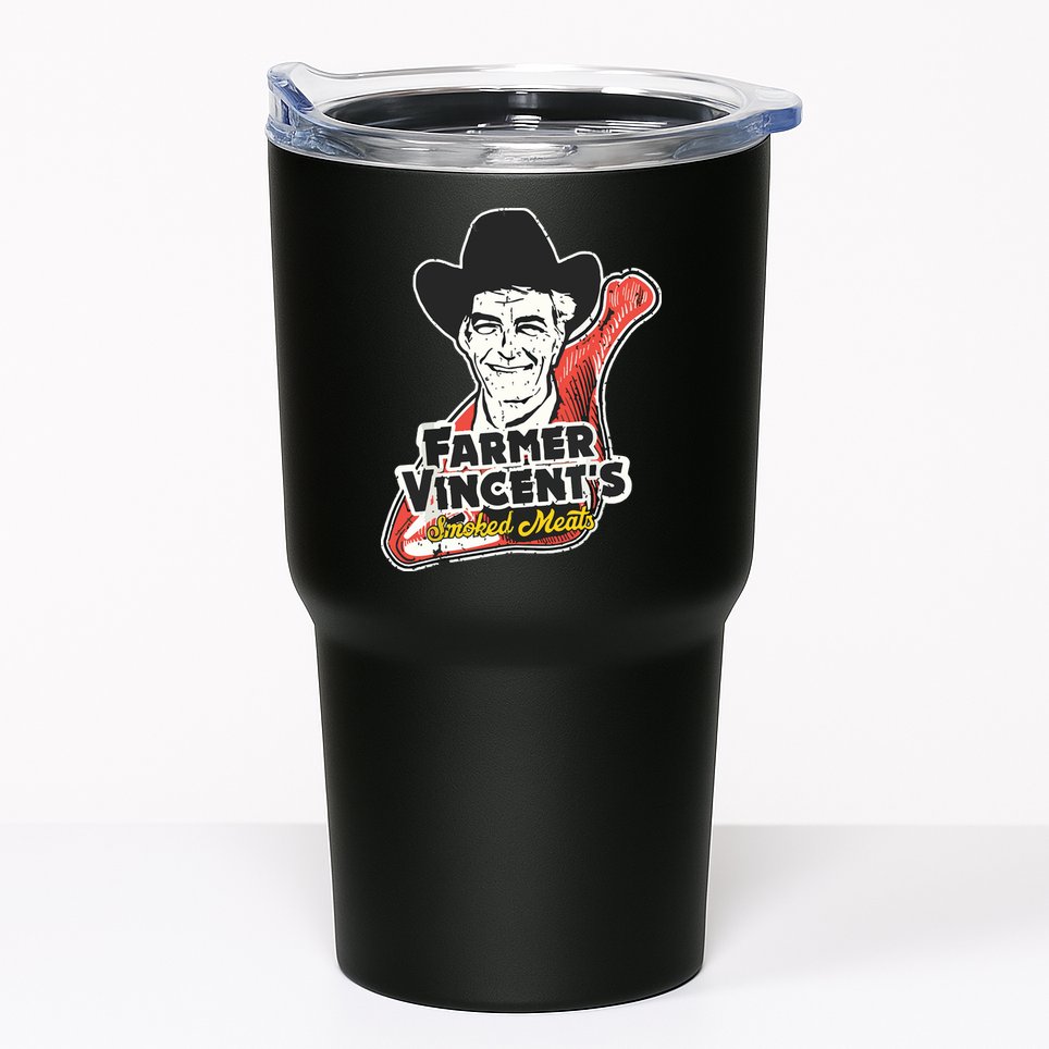 Vintage Farmer Vincents Smoked Meat Motel Hell Fan Art Tumbler