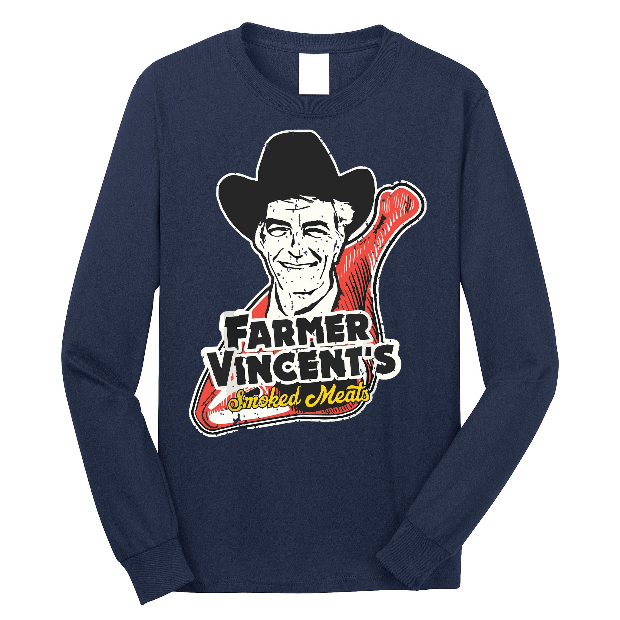 Vintage Farmer Vincents Smoked Meat Motel Hell Fan Art Long Sleeve Shirt
