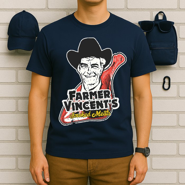Vintage Farmer Vincents Smoked Meat Motel Hell Fan Art T-Shirt