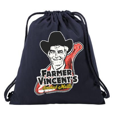 Vintage Farmer Vincents Smoked Meat Motel Hell Fan Art Drawstring Bag