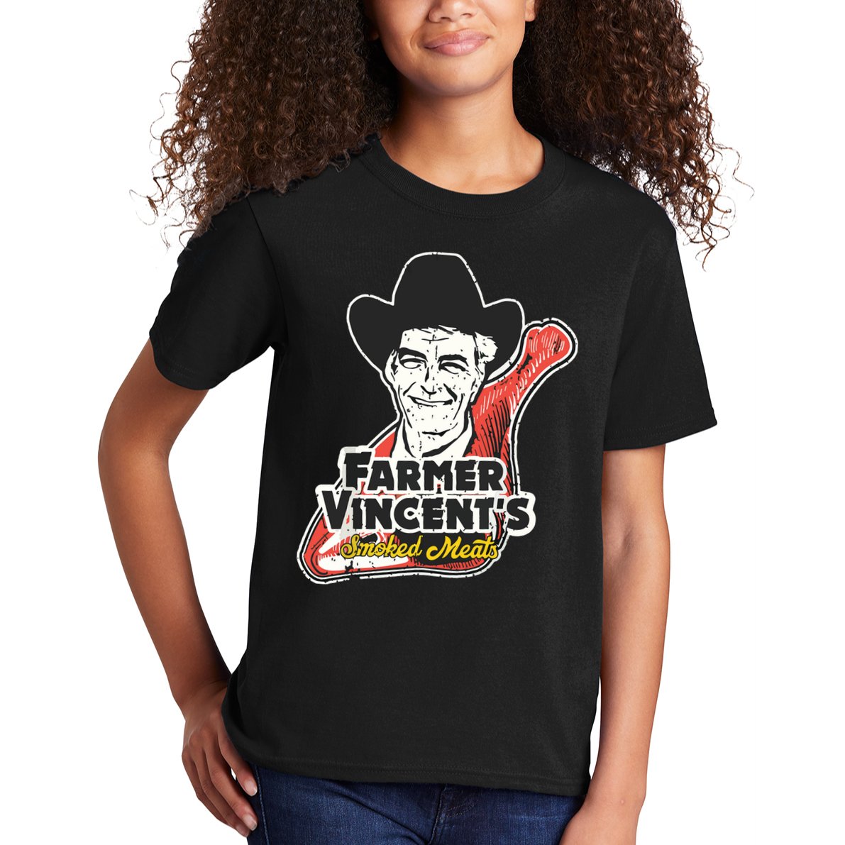 Vintage Farmer Vincents Smoked Meat Motel Hell Fan Art Kids T-Shirt