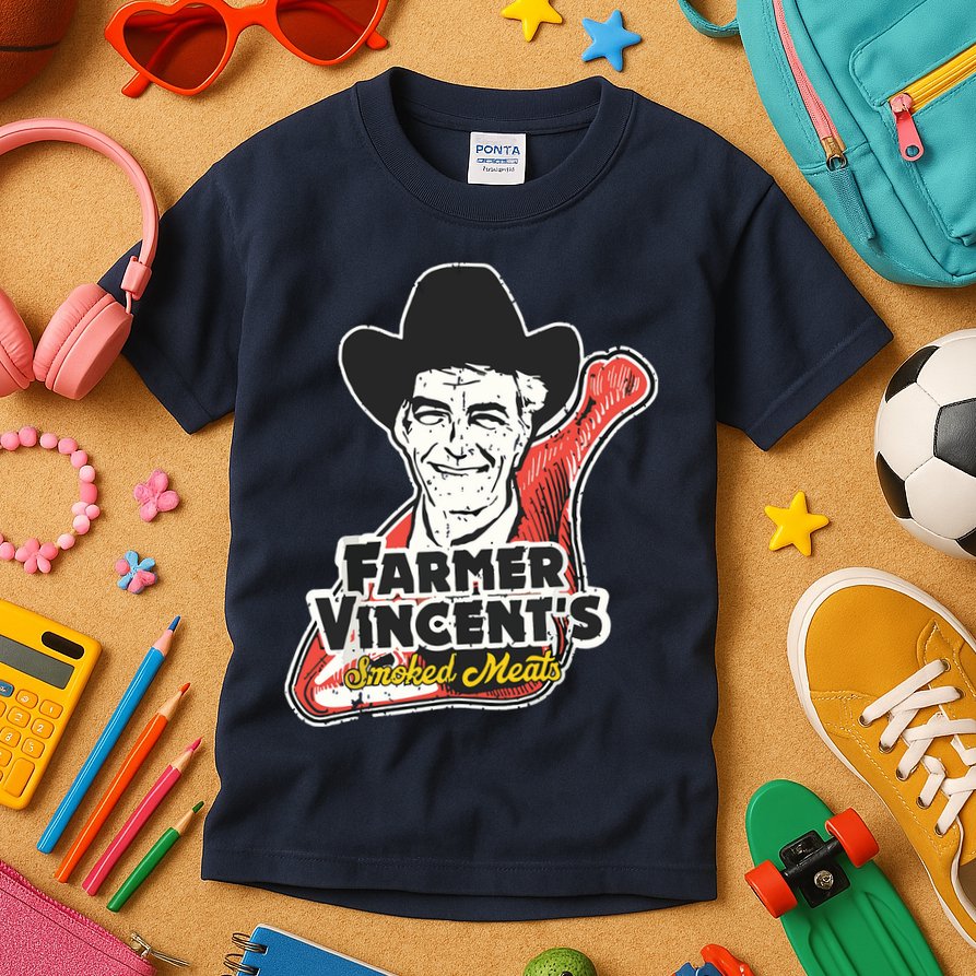 Vintage Farmer Vincents Smoked Meat Motel Hell Fan Art Kids T-Shirt