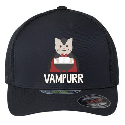 Vampurr Funny Vampire Cat Halloween Gift Flexfit Unipanel Trucker Cap