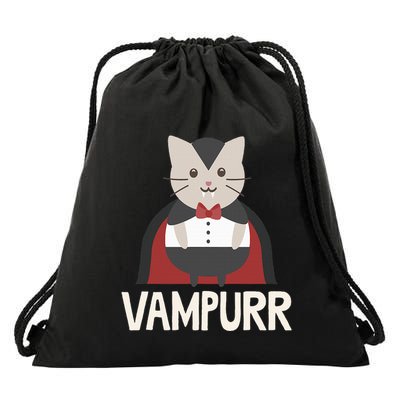 Vampurr Funny Vampire Cat Halloween Gift Drawstring Bag