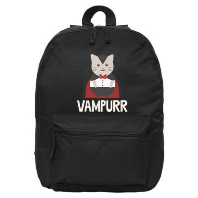 Vampurr Funny Vampire Cat Halloween Gift 16 in Basic Backpack