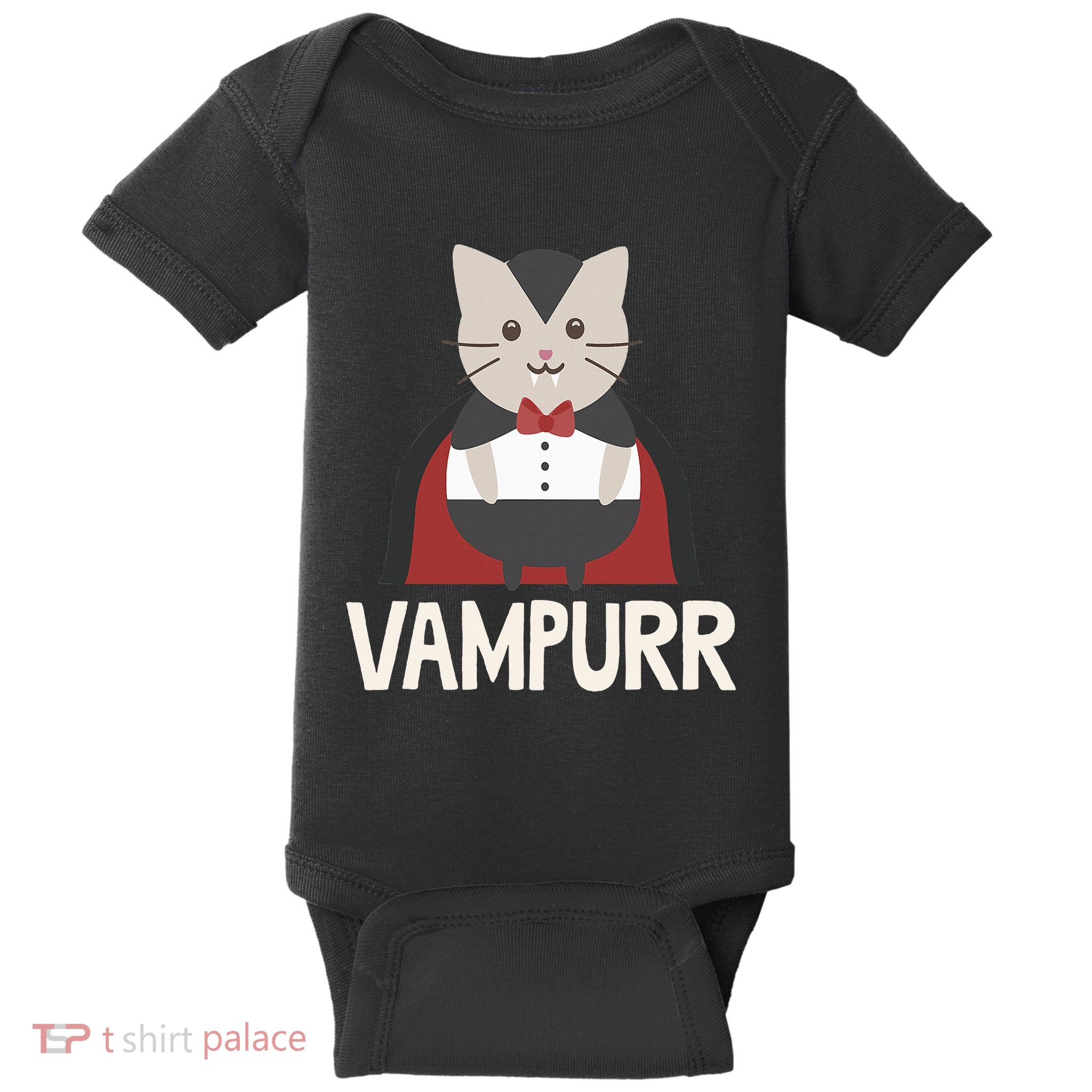 Vampurr Funny Vampire Cat Halloween Gift Baby Bodysuit