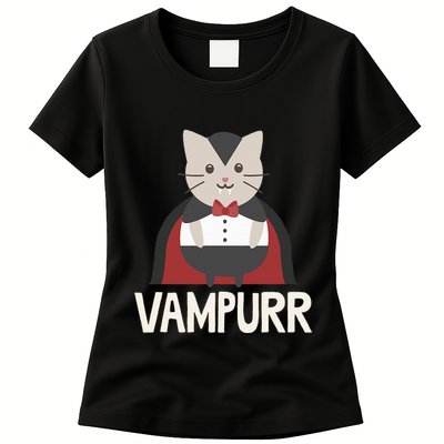 Vampurr Funny Vampire Cat Halloween Gift Womens T-Shirt