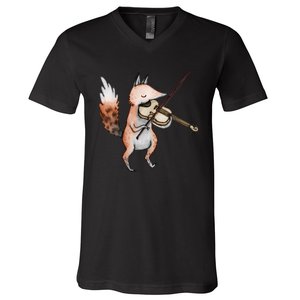 Violin Fox V-Neck T-Shirt