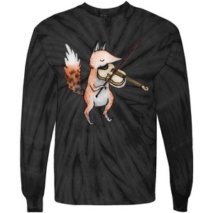 Violin Fox Tie-Dye Long Sleeve Shirt