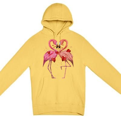 Valentine Flamingos Premium Pullover Hoodie