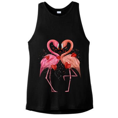 Valentine Flamingos Ladies PosiCharge Tri-Blend Wicking Tank