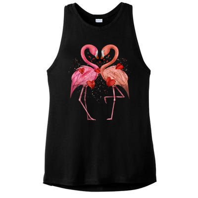 Valentine Flamingos Ladies PosiCharge Tri-Blend Wicking Tank