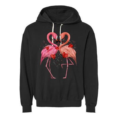 Valentine Flamingos Garment-Dyed Fleece Hoodie