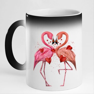 Valentine Flamingos 11oz Black Color Changing Mug