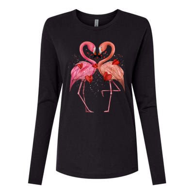 Valentine Flamingos Womens Cotton Relaxed Long Sleeve T-Shirt