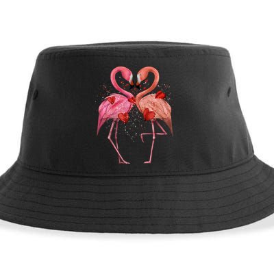 Valentine Flamingos Sustainable Bucket Hat