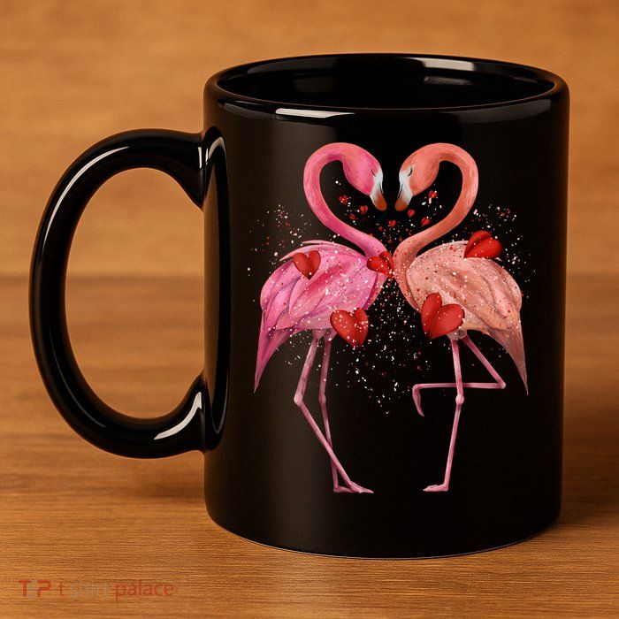 Valentine Flamingos 11oz C Handle Ceramic Mug