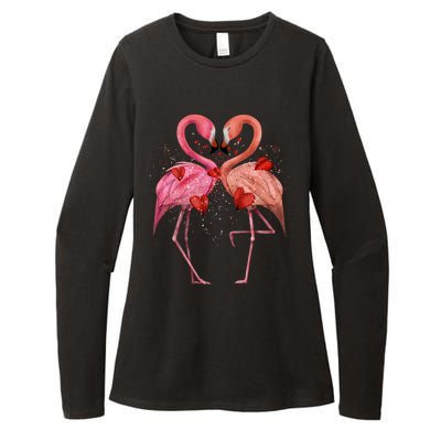 Valentine Flamingos Womens CVC Long Sleeve Shirt