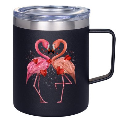 Valentine Flamingos 12oz Stainless Steel Coffee Mug
