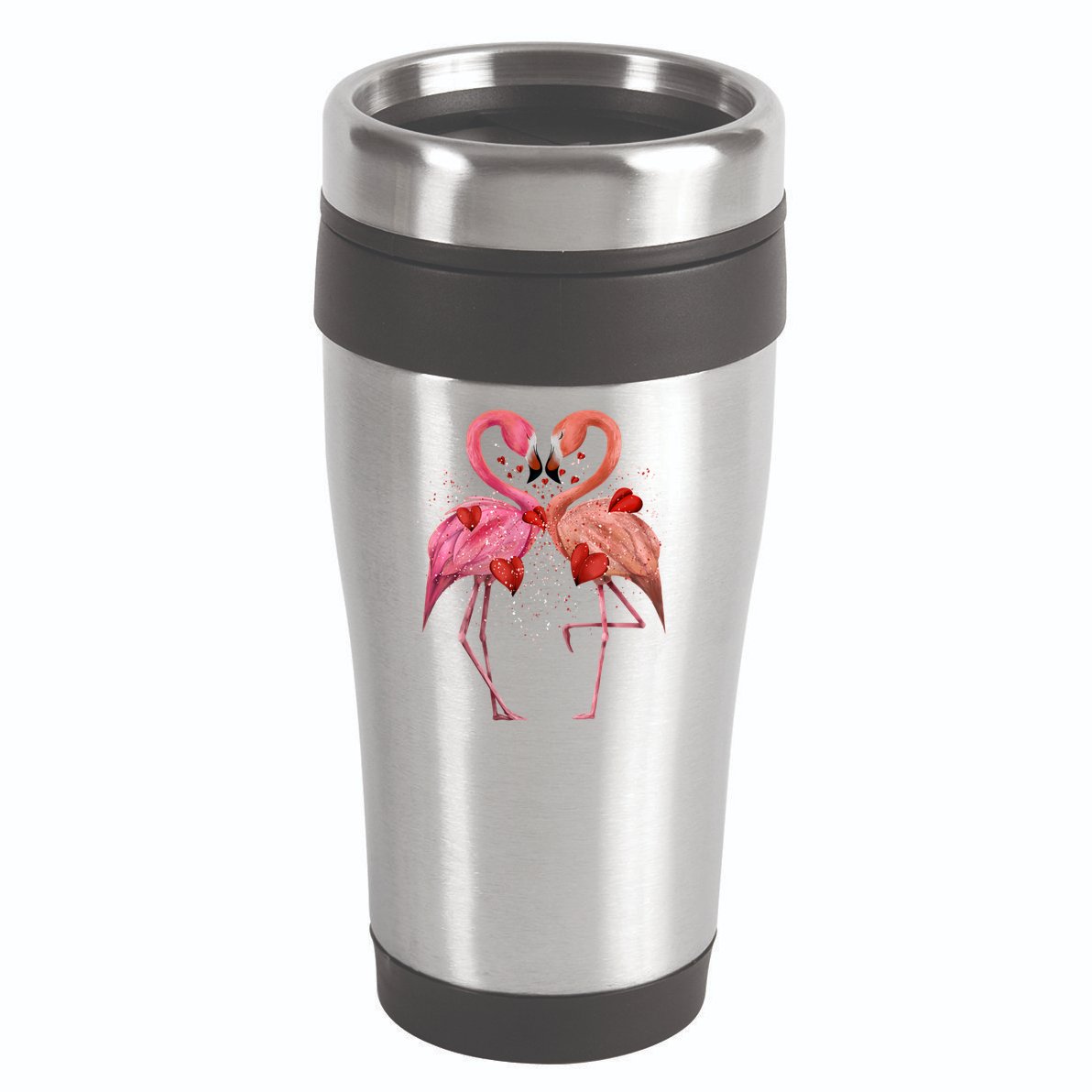 Valentine Flamingos 16oz Travel Tumbler