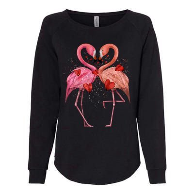 Valentine Flamingos Womens California Wash Sweatshirt