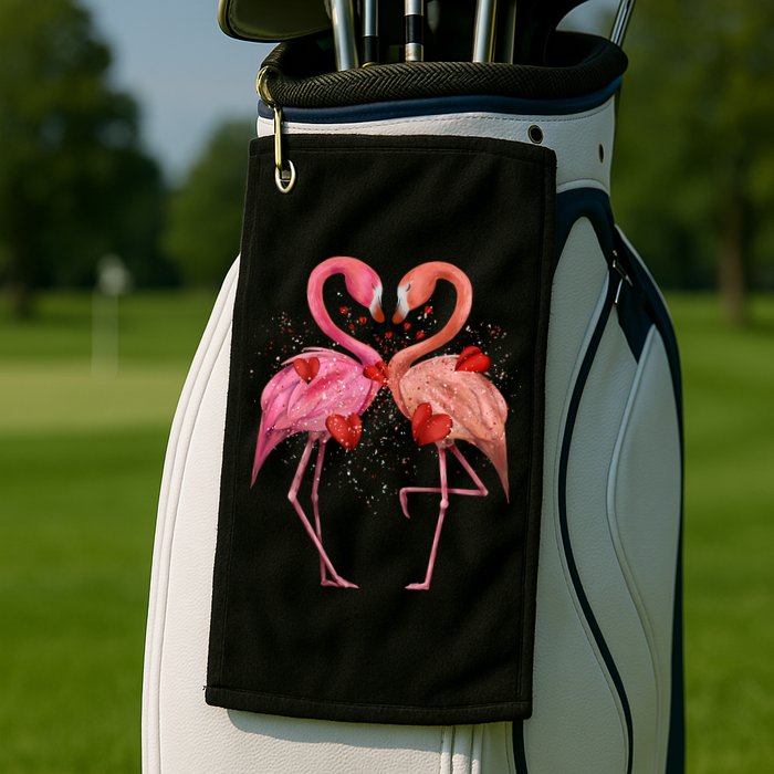Valentine Flamingos Golf Towel